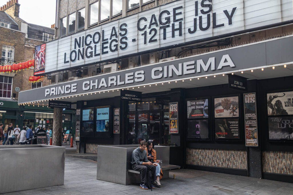 The facade of the Prince Charles Cinema in London, between Leicester Square and Chinatown