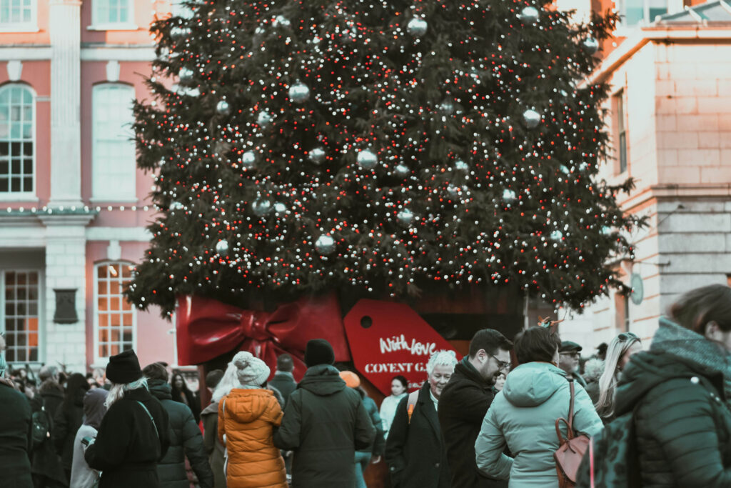 A photo of the Covent Garden Christmas tree